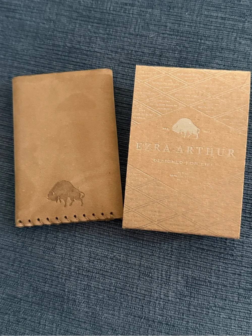 Ezra Arthur No.2 Leather  Card Holder Wallet with Buffalo Emboss - Tan